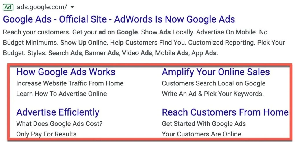 Sitelink Dalam Google Ads