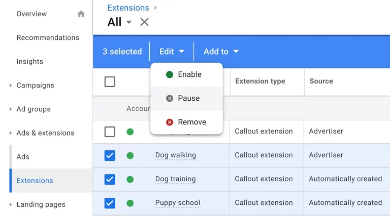 Automated Extensions di Google Ads